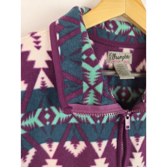 Wrangler Womens Sweatshirt Size Medium Purple Southwestern Aztec 1/4 Zip Fleece - Picture 7 of 13